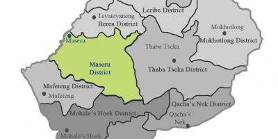 Mapa de Lesoto mostrando distritos