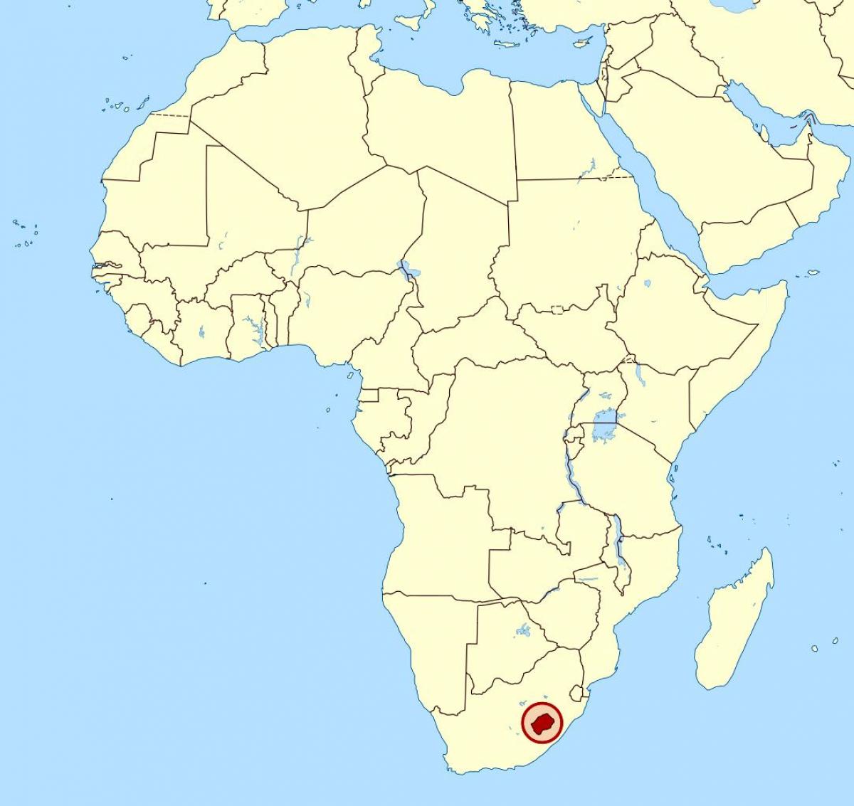 mapa de Lesoto no mapa de áfrica