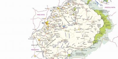 Mapa de Lesoto fronteira mensaxes
