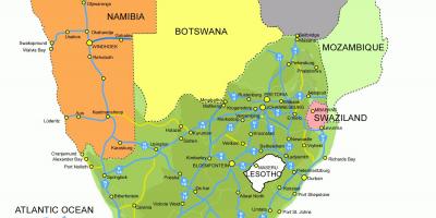 Mapa de Lesoto e áfrica do sur